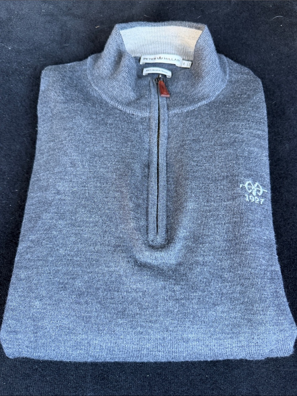 Peter Millar Men's Charcoal Half-Zip Sweater